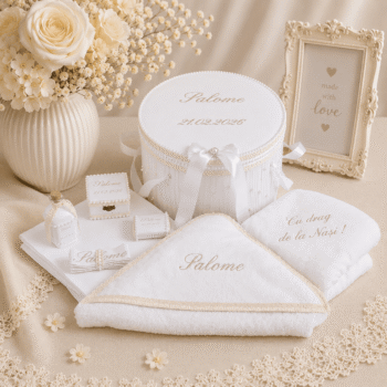 Trusou botez fetite alb cu perle-Anastasia