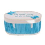 Cufar Trusou Botez Alb Turcoaz