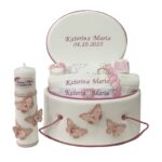 Set Botez Complet Personalizat Fluturi Roz prafuit