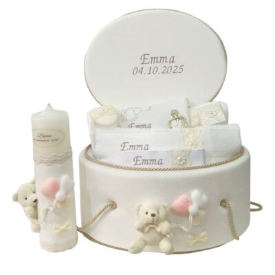 Set Botez Personalizat Ursulet Alb