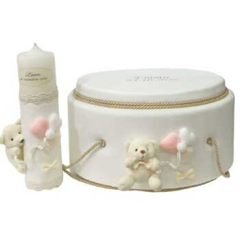 set trusou cu lumanare alb