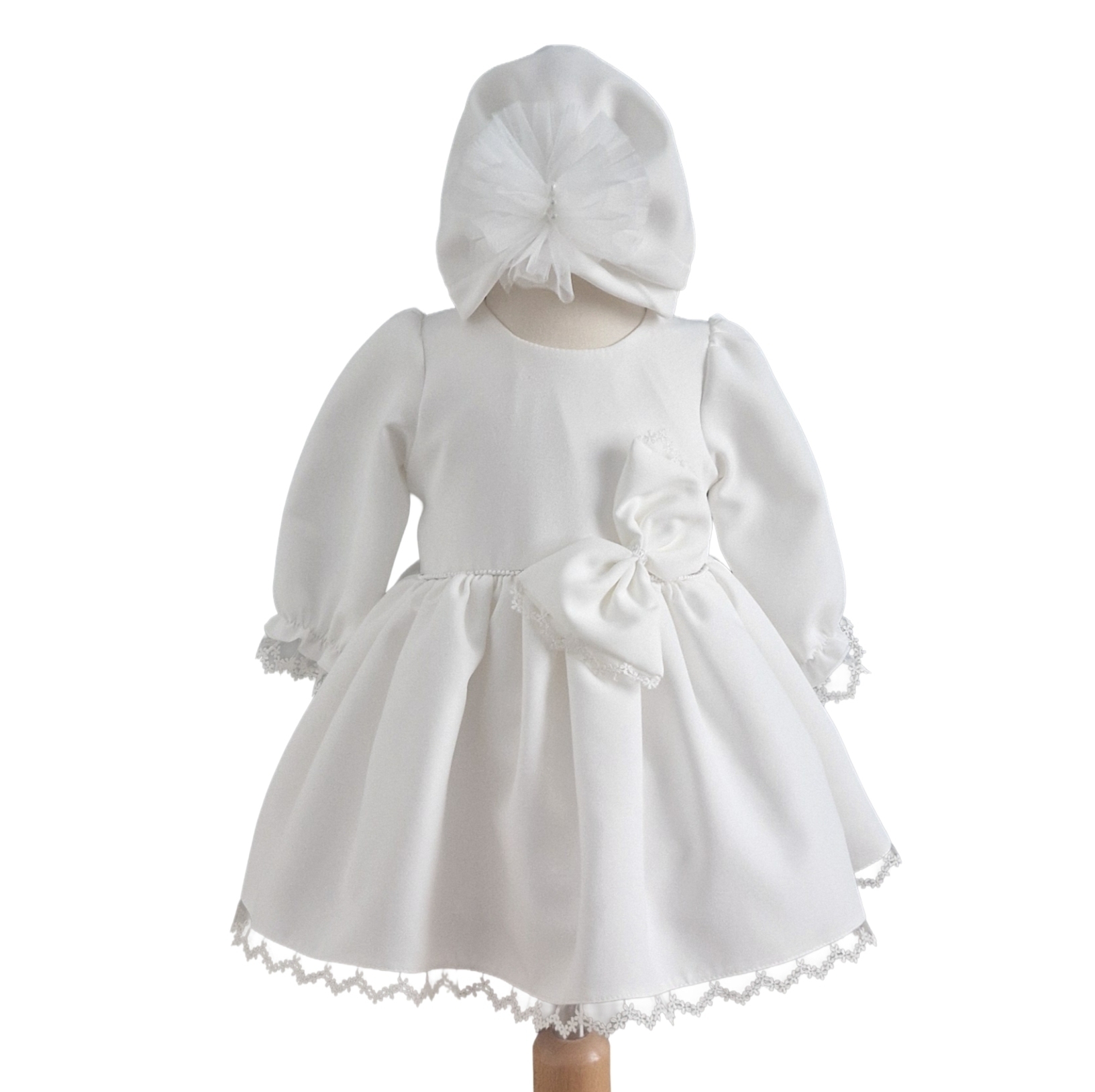 Rochita botez fetita cu funda alba eleganta (1) Rochita botez fetita cu funda alba eleganta