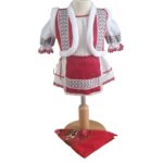 Rochita botez fetite traditionala rosie cu vesta